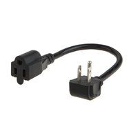 CableCreation [10-PACK] 1 Foot 16 AWG Angle Power Extension Cable Cord For NEMA 5-15R to NEMA 5-15P, 0.3M / Black