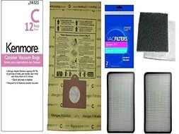 12 Kenmore Type C or Type Q Premium Allergen Canister Vacuum Bags, (2) Kenmore CF1 81002 Motor Chamber Filter,...