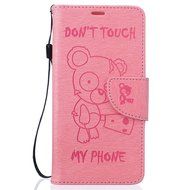 LG K7 Case, LG K7 Wallet Case,PHEZEN Cute Bear Don't Touch My Phone Design PU Leather Wallet Case Stand Flip Case... N11