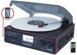 Boytone BT-19DJM-C 3-speed Turntable, 2 Built in Speakers Large Digital Display AM/FM, Cassette, USB/SD/AUX/MP3... N3