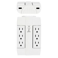 6 Outlet Swivel Surge Protector Wall Tap, 2100 Joules, White Finish, Globe Electric 7732001 N12