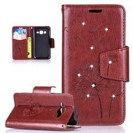 Galaxy Core Prime Case,ikasus Glitter Diamond Embossing Flowers Lily Butterfly PU Leather Flip Wallet Pouch Stand... N21