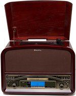 TechPlay TCP9560 BN High Power 20W Retro Wooden 3 Speed Bluetooth Turntable with CD Player, AM/FM Radio, USB... N6