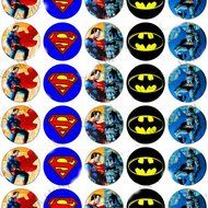 30 x Superman vs Batman Party Edible Rice Wafer Paper Cupcake Toppers Jim Lee