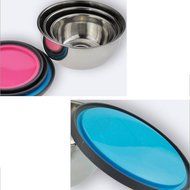 Pack of 3 Round Crispers Stainless Steel Bowl Insulation Boxes with Colored Plastic Cover N2