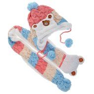 Baby Toddler Winter Beanie Warm Hat Hooded Scarf Earflap Knitted Cap Girls Boys N12
