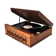 Pyle PVNTT6UMT Retro Turntable Dark Maple 3 Speed W/Aux In &amp; USB Transfer Consumer Electronics