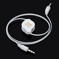 Conwork 2-Pack Auxiliary Retractable 3.5mm Male to Male Stereo Audio Extension Cable Cord (1 Black + 1 White) N6