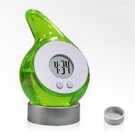 Fashion Tablet Nib Reusable Water Power Lcd Digital Clock with Base Cool Eco Gift Water Droplets Shape-green