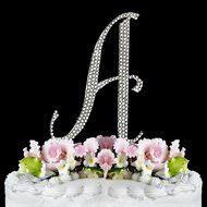 Completely Covered Swarovski Crystal Silver Wedding Cake Toppers ~ LARGE Monogram Letter A