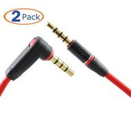 Conwork 2-Pack 3.5mm Audio Extension Cable Male to Male 4-Conductor TRRS Stereo [Gold Plated Connectors] 90 Degree... N2