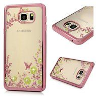 Note 5 Case,Samsung Galaxy Note 5 Case - Badalink Clear Soft TPU Case with Bling Shiny Diamonds Elegant Pink Flowers... N7