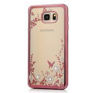 Note 5 Case,Samsung Galaxy Note 5 Case - Badalink Clear Soft TPU Case with Bling Shiny Diamonds Elegant Pink Flowers... N8