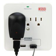 EZOPower UL Certified Wall Mount Power Surge Protector with 3 AC Outlet Plug + 2 USB Charger Ports (2.1A) + Holder N6