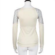 Women&#039;s Blouse,Laimeng Cotton Blend V Neck Long Sleeve V Neck Lace Blouse Tops (M, Beige) N3