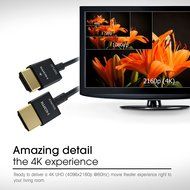 GearIT 18Gbps RedMere Ultra High Speed 15 Feet (4.5 Meters) 36Awg Thin HDMI 2.0 Cable - Black N5