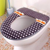 Spritech(TM) Soft Bathroom Warmer Washable Velveteen Cartoon Pattern Toilet Seat Cover Pads Color Random N19