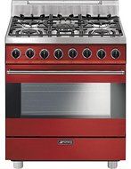 Smeg C30GGRU 30" Free Standing Gas Range with 5 Gas Burners and 3 Cooking Modes, Red