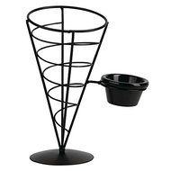 TableCraft Products ACR59 Appetizer Cone with Ramekin, 5" x 9, Black