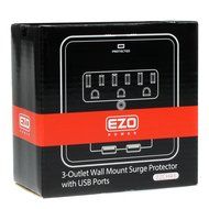 EZOPower UL Certified Wall Mount Power Surge Protector with 3 AC Outlet Plug + 2 USB Charger Ports (2.1A) + Holder N11