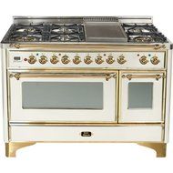 48" - 5 Burner Dual Fuel Range + French Top with Convection Oven Finish: Antique White