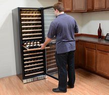 NewAir AWR-1600DB Premier Gold Series 160 Bottle Built-In WIne Cooler, StaInless Steel/Black N2