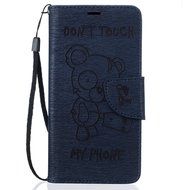 LG K7 Case, LG K7 Wallet Case,PHEZEN Cute Bear Don't Touch My Phone Design PU Leather Wallet Case Stand Flip Case... N29