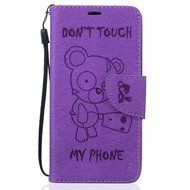 LG K7 Case, LG K7 Wallet Case,PHEZEN Cute Bear Don't Touch My Phone Design PU Leather Wallet Case Stand Flip Case... N32
