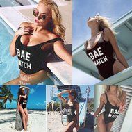 HOT Sale!Canserin Women Sexy Backless "BAE WATCH" Bodysuit Beachwear(with 2 Chest pads) N12