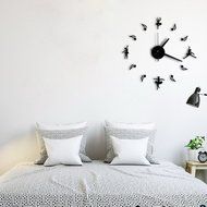MuLuo Music Ballet Girl Wall Clock DIY Acrylic Mirror Wall Stickers Watches Home Decor Clock black N6