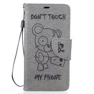 LG K7 Case, LG K7 Wallet Case,PHEZEN Cute Bear Don't Touch My Phone Design PU Leather Wallet Case Stand Flip Case... N37