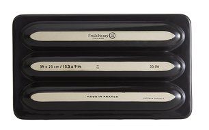 Emile Henry Ceramic Baguette Baker Charcoal, Mure &amp; Peyrot Longuet Lame, Couche Proofing Cloth 23.5 x 35.5, Bundle N5