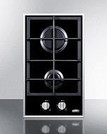 Summit GC2BGL 12" Gas Cooktop with 2 Sealed Burners Continuous Cast Iron Grate Electronic Ignition and Smooth...