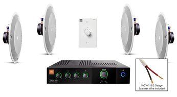 JBL 8138 In-Ceiling Loudspeaker Bundle with JBL CSMA 180 Mixer Amplifier and Accessories - Restaurant Sound System...