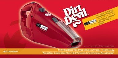 Dirt Devil Hand Vacuum Cleaner Accucharge 15.6 Volt Cordless Bagless Handheld Vacuum BD10045RED