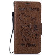 LG K7 Case, LG K7 Wallet Case,PHEZEN Cute Bear Don't Touch My Phone Design PU Leather Wallet Case Stand Flip Case... N46