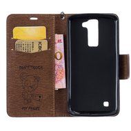 LG K7 Case, LG K7 Wallet Case,PHEZEN Cute Bear Don't Touch My Phone Design PU Leather Wallet Case Stand Flip Case... N47