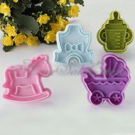 Daxin 4pcs Baby Funny DIY Toys Cookie Cake Cutter Fondant Plunger Decorating Mold