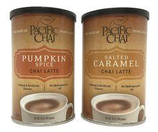 2 New Flavors Bundle- Pumpkin Spice, and Salted Caramel Chai Latte - Pacific Chai, 2 - 10 ounce Canisters Set N3