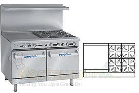 Imperial Commercial Restaurant Range 48&quot; With 4 Burners 24&quot; Griddle 2 Standard Ovens Propane Ir-4-G24