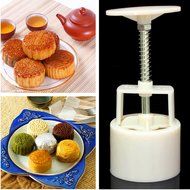 KINGSO Mooncake Mould Moon Cake Decoration Mold with 8pcs Flower Stamps Baking DIY Tool Round