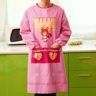 Spritech(TM) Lovely Long Sleeves Antifouling Cartoon Chef Apron for Home Restaurant and Hotel N16