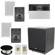 Theater Solutions 5.1 Home Theater 8&quot; In Wall Speaker Set with Center, 12&quot; Powered Sub and More TS80WL51SET7