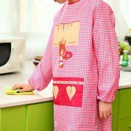 Spritech(TM) Lovely Long Sleeves Antifouling Cartoon Chef Apron for Home Restaurant and Hotel N17