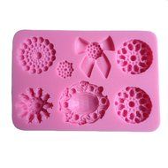 FLY Different Flowers Brooch Shape 3D Silicone Fondant Cake Mold Cake Decorating,Pink