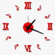 MuLuo Music Notation Roman Digits Wall Clock DIY Acrylic Wall Stickers Watches Home Decor Clock red