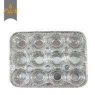 12 Mini Cavity Compartment Muffin Aluminum Foil Disposable Recyclable Pan-6 Pack (12 Cavity Compartmen)