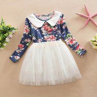 Dress ,BeautyVan Child Girl Kid Infant Floral Print Long Sleeve Tutu Dress Gauze Dress Clothes (3T, White)
