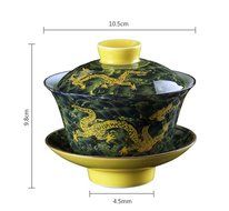 Moyishi Chinese Porcelain Gaiwan Dark Blue Dragon Tradition Sancai Tea Cup Tea Set Best Gift N3