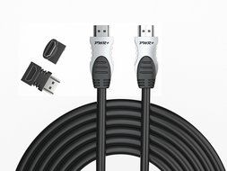 Pwr+ 100 Ft Max Length 4K HDMI Cable 2.0 with 90 Degree Adapter for PS3 PS4 Xbox 360 Apple-TV Laptop Projector... N10